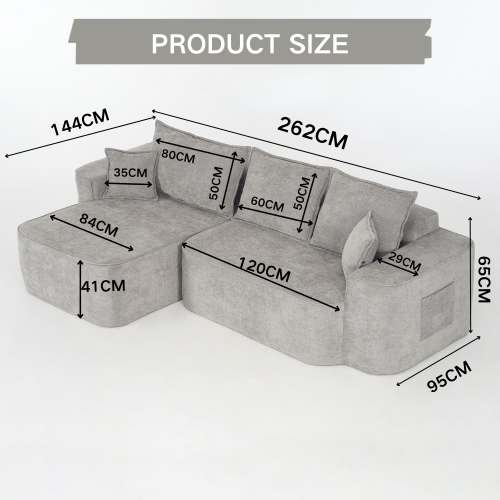 Canapé D'angle-avec Méridienne-assise Profonde XXL-canapé Modulable-en Chenille-gris