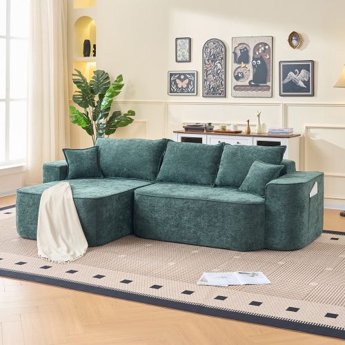 Canapé D'angle-avec Méridienne-assise Profonde XXL-canapé Modulable-en Chenille-vert