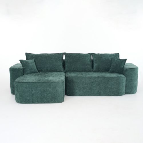 Canapé D'angle-avec Méridienne-assise Profonde XXL-canapé Modulable-en Chenille-vert