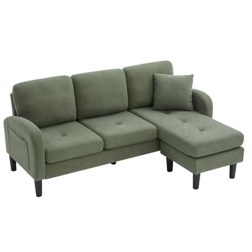 Canapé D'angle-avec Méridienne-canapé 3 Places-en Coton Et Lin-design Modulable-vert