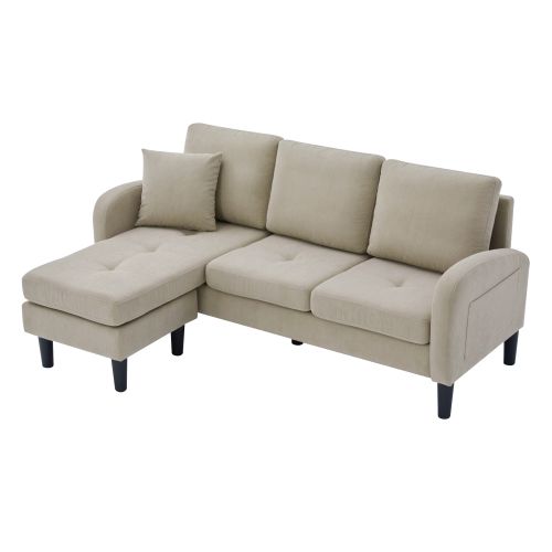 Canapé D'angle-avec Méridienne-canapé 3 Places-en Coton Et Lin-design Modulable-brun