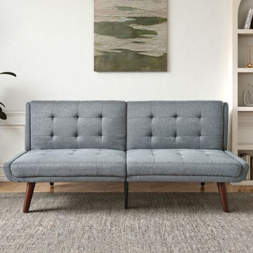 Canapé-lit Futon Pliable-avec Dossier Réglable 5 Positions-canapé 2 Places-marron