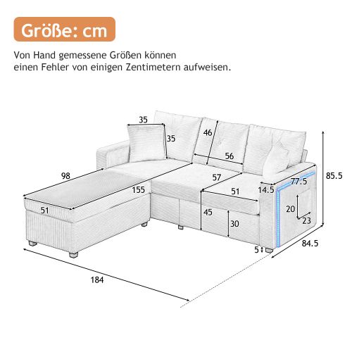 Canapé LED -canapé 3 Places-mobilier De Salon Modulable-robuste En Forme De L-canapé D'angle-beige