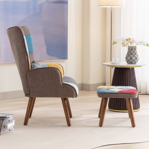 Fauteuil Avec Repose-pieds, Dossier Et Coussin-combinaison De Fauteuil De Détente-multicolore