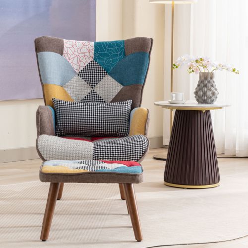 Fauteuil Avec Repose-pieds, Dossier Et Coussin-combinaison De Fauteuil De Détente-multicolore