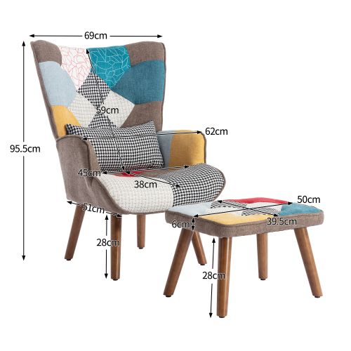 Fauteuil Avec Repose-pieds, Dossier Et Coussin-combinaison De Fauteuil De Détente-multicolore