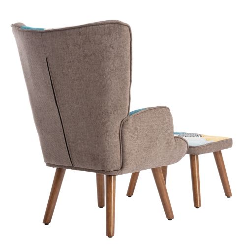 Fauteuil Avec Repose-pieds, Dossier Et Coussin-combinaison De Fauteuil De Détente-multicolore