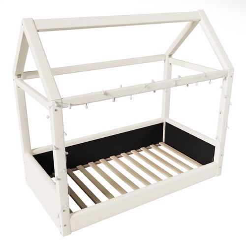 Lit Cabane 90 X 200 Cm Avec Bande Lumineuse LED Blanc