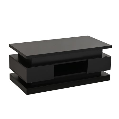 Table Basse Avec LED, 2 Tiroirs Et Bureau Réglable Noir