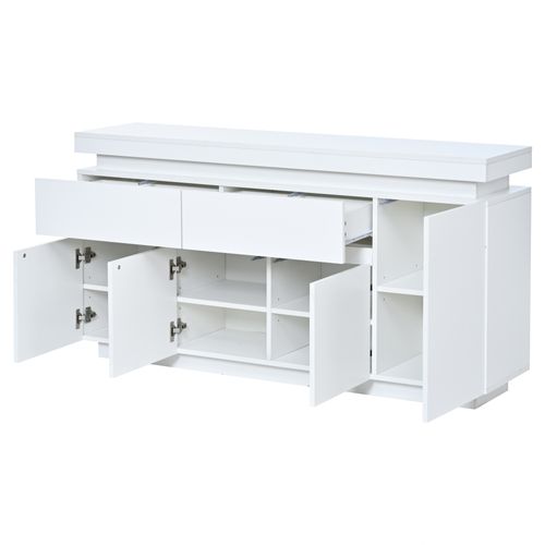 Buffet Avec LED, 2 Tiroirs Et 4 Portes Blanc