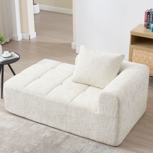 Méridienne 1 Place Avec 1 Coussin Et 1 Poche Latérale Beige