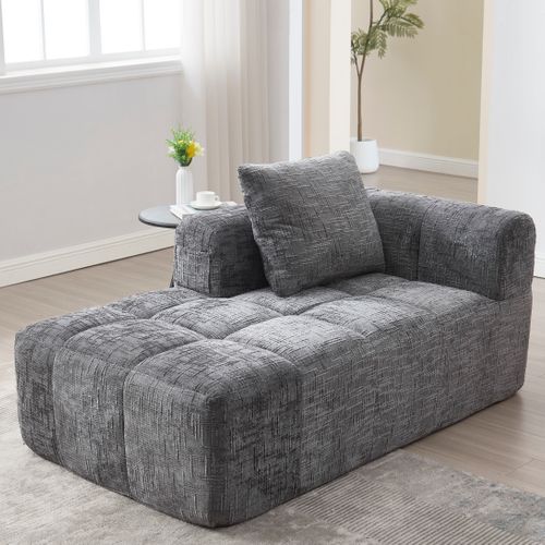 Méridienne 1 Place Avec 1 Coussin Et 1 Poche Latérale Gris
