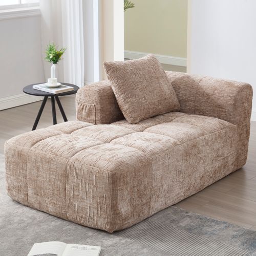 Méridienne 1 Place Avec 1 Coussin Et 1 Poche Latérale Kaki