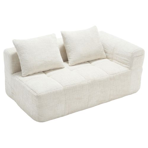 Méridienne 2 Places Avec 1 Coussin Et 2 Poches Latérale Beige