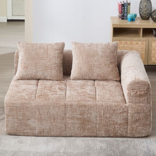 Méridienne 2 Places Avec 1 Coussin Et 2 Poches Latérale Kaki