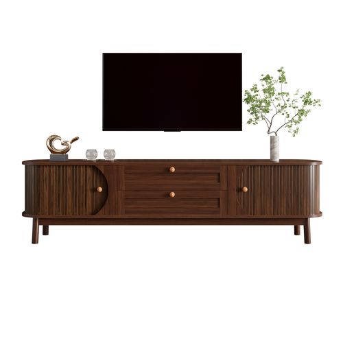 Meuble TV L.170cm Avec 2 Portes Coulissantes Et 2 Tiroirs Couleur Noyer