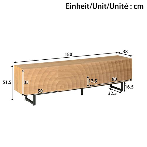 Meuble TV L.180cm Avec 2 Portes Et 2 Tiroirs Imitation Chêne