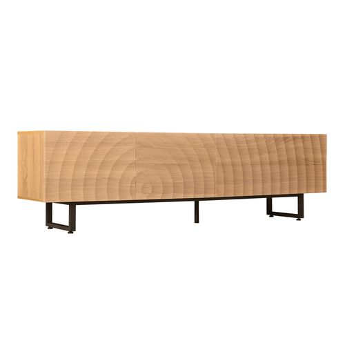 Meuble TV L.180cm Avec 2 Portes Et 2 Tiroirs Imitation Chêne