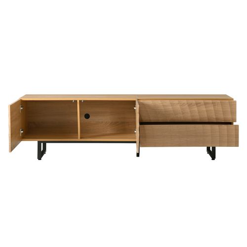 Meuble TV L.180cm Avec 2 Portes Et 2 Tiroirs Imitation Chêne