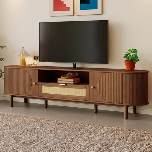 Meuble TV L.175cm Avec 2 Portes, 1 Niche Et 1 Tiroir Couleur Noyer