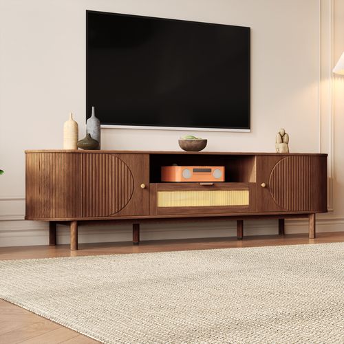 Meuble TV L.175cm Avec 2 Portes, 1 Niche Et 1 Tiroir Couleur Noyer