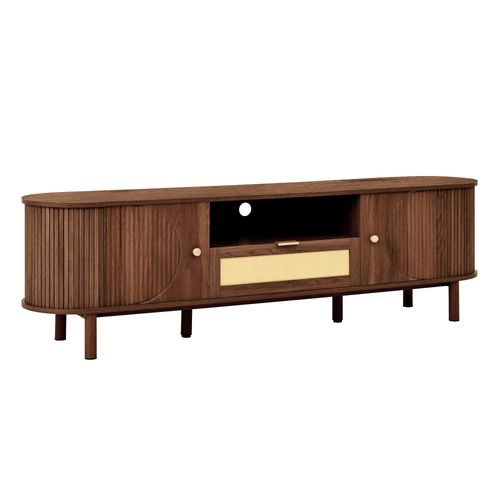 Meuble TV L.175cm Avec 2 Portes, 1 Niche Et 1 Tiroir Couleur Noyer