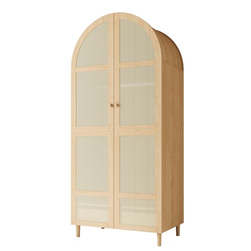 Armoire Moderne à Portes Courbes, Avec 2 Portes, 1 Tiroir Et Un Espace Penderie.