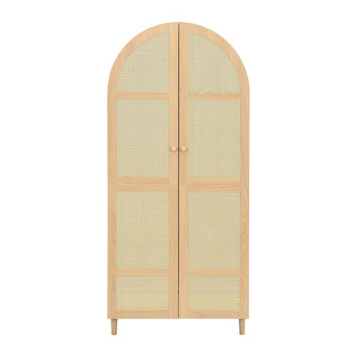 Armoire Moderne à Portes Courbes, Avec 2 Portes, 1 Tiroir Et Un Espace Penderie.