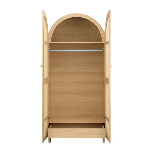 Armoire Moderne à Portes Courbes, Avec 2 Portes, 1 Tiroir Et Un Espace Penderie.