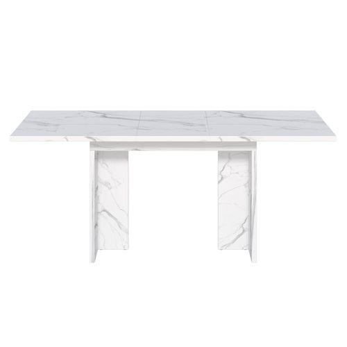 Table à Manger Extensible 140cm - 180cm Idéale Pour 6 à 8 Personnes Blanc