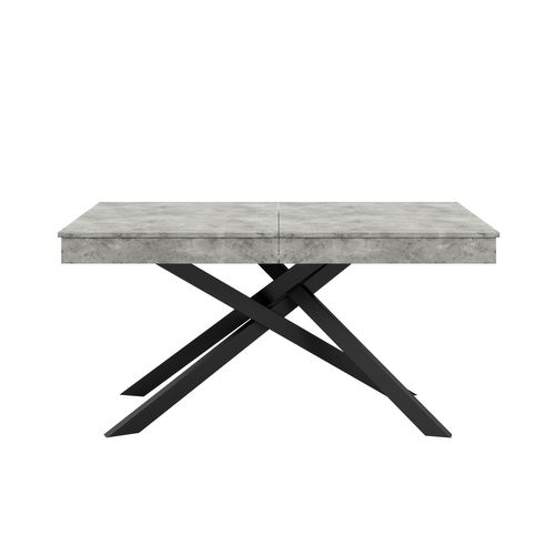Table à Manger Extensible 140cm - 180cm Idéale Pour 6 à 8 Personnes Pieds Métalliques Croisés Gris