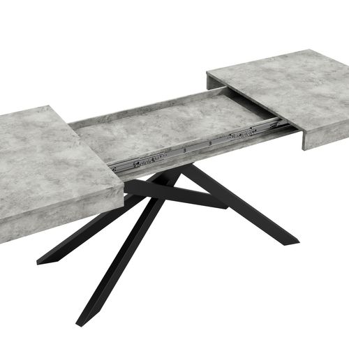Table à Manger Extensible 140cm - 180cm Idéale Pour 6 à 8 Personnes Pieds Métalliques Croisés Gris