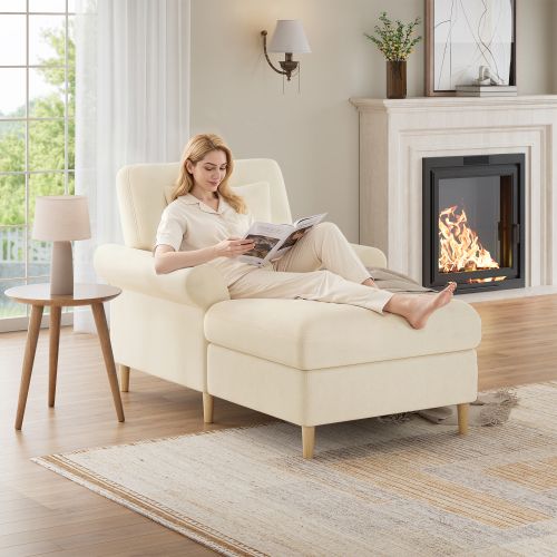 Fauteuil Lounge-fauteuil-lit Pliant-fauteuil De Lecture Confortable-pour Salon Et Chambre-beige