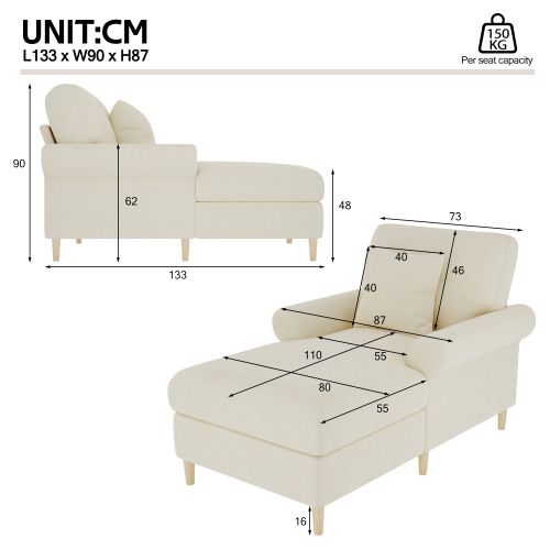 Fauteuil Lounge-fauteuil-lit Pliant-fauteuil De Lecture Confortable-pour Salon Et Chambre-beige