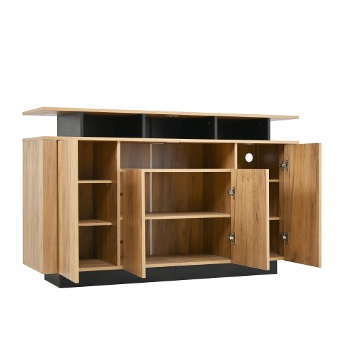 Buffet Bas Avec 4 Portes-3 Compartiments Ouverts-120x40x85 Cm-naturel