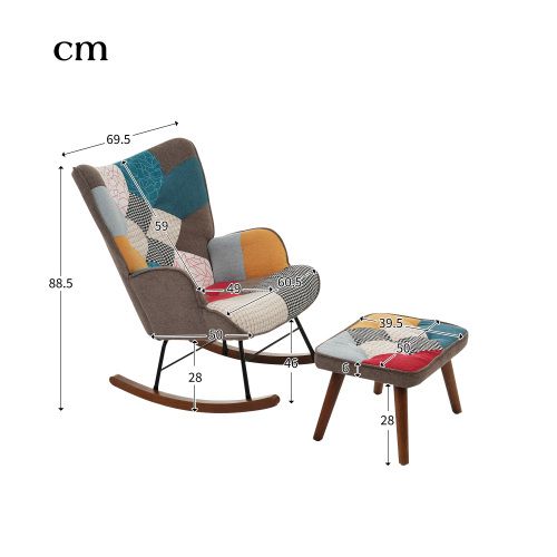 Fauteuil Rocking-chair-avec Dossier-fauteuils De Salon-avec Repose-pieds-multicolore