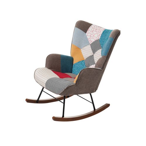 Fauteuil Rocking-chair-avec Dossier-fauteuils De Salon-avec Repose-pieds-multicolore