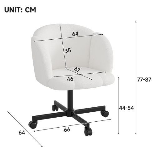 Chaise Pivotante à 360°-Chaise De Bureau-réglable En Hauteur (10 Cm)-en Teddy-Beige