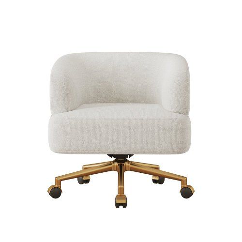 Fauteuil Pivotant à 360°-chaise Pivotante-5 Roulettes-en Chenille-beige