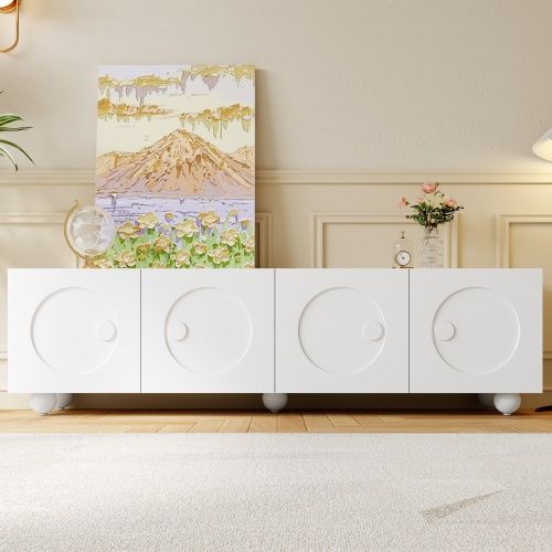 Meuble TV Moderne 180,5x38x50 Cm-meuble TV Bas-meubles De Salon-espace De Rangement-blanc