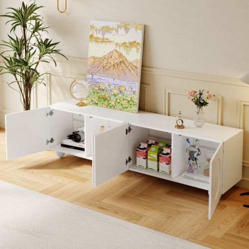 Meuble TV Moderne 180,5x38x50 Cm-meuble TV Bas-meubles De Salon-espace De Rangement-blanc