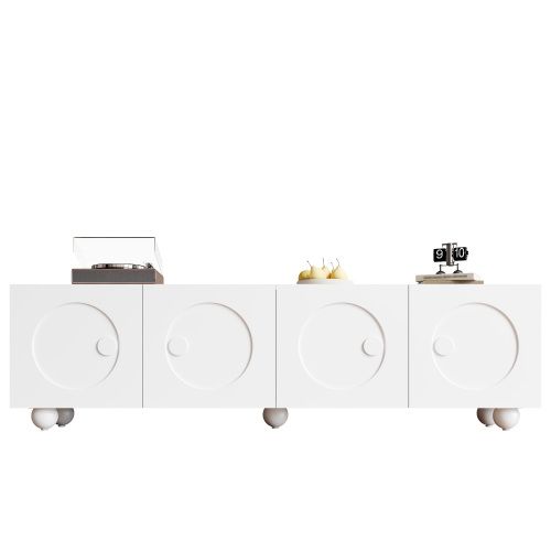 Meuble TV Moderne 180,5x38x50 Cm-meuble TV Bas-meubles De Salon-espace De Rangement-blanc