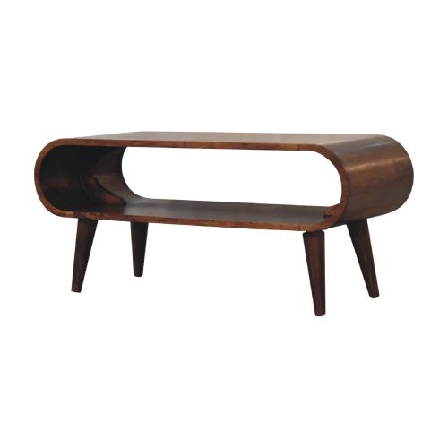 Table Basse 90x35x40 Cm-dotée D'une Fente Ouverte-en Bois Massif-marron Foncé