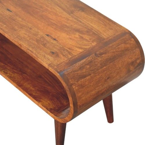 Table Basse 90x35x40 Cm-dotée D'une Fente Ouverte-en Bois Massif-marron Foncé