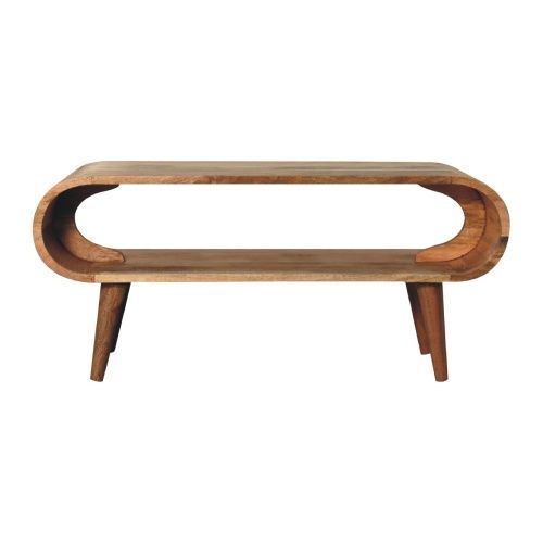 Table Basse 90x35x40 Cm-dotée D'une Fente Ouverte-en Bois Massif-marron Clair