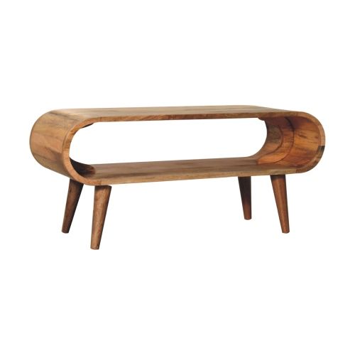 Table Basse 90x35x40 Cm-dotée D'une Fente Ouverte-en Bois Massif-marron Clair