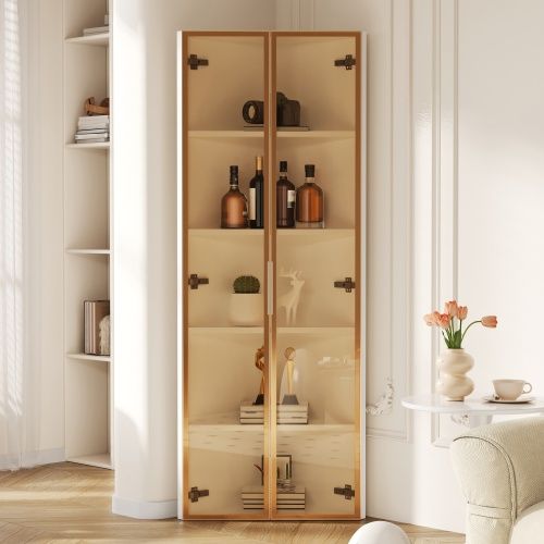 Vitrine LED-Angle Droit à 90°-Meuble de Rangement-Idéal petits espaces-En Verre-Blanc