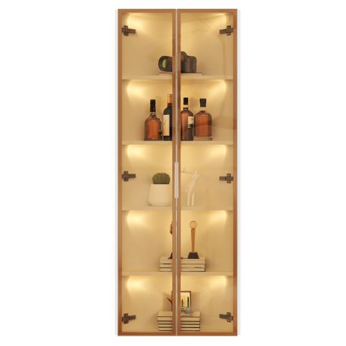 Vitrine LED-Angle Droit à 90°-Meuble de Rangement-Idéal petits espaces-En Verre-Blanc