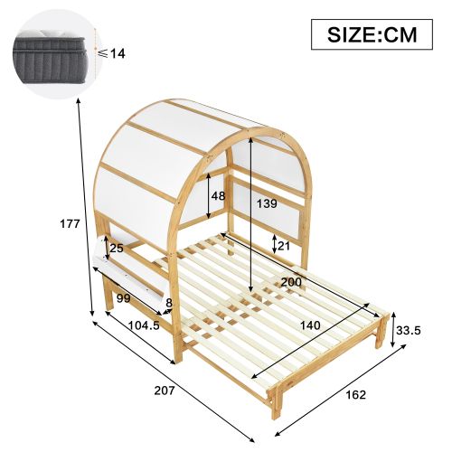 Lit Gigogne 140x200 Cm-lit Enfant-petite Étagère Latérale-en Pin Et Mdf-blanc Et Naturel