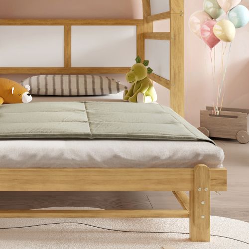 Lit Gigogne 140x200 Cm-lit Enfant-petite Étagère Latérale-en Pin Et Mdf-blanc Et Naturel